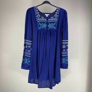 NEW!!  PATRONS OF PEACE purple embroidered long sleeve tunic - SZ S